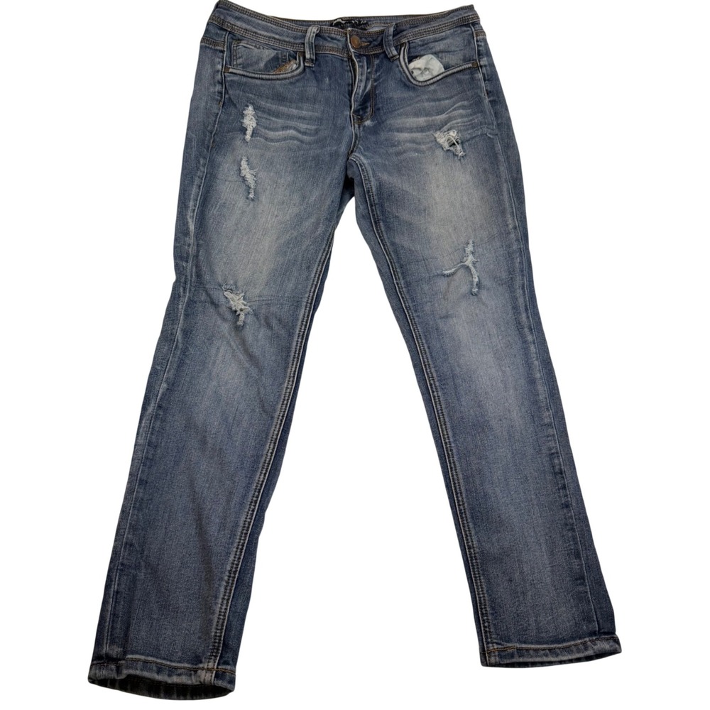 Dollhouse Harley Distressed Skinny Jeans Blue Medium Wash Size 13 GF-3001